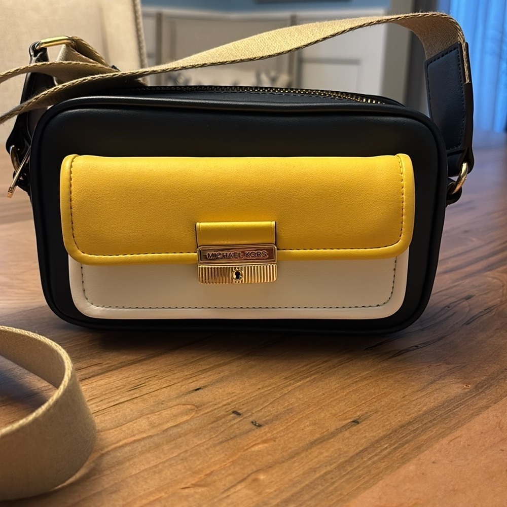 Michael Kors Bradshaw crossbody bag in Yellow, blue and white - Picture 2 of 9
